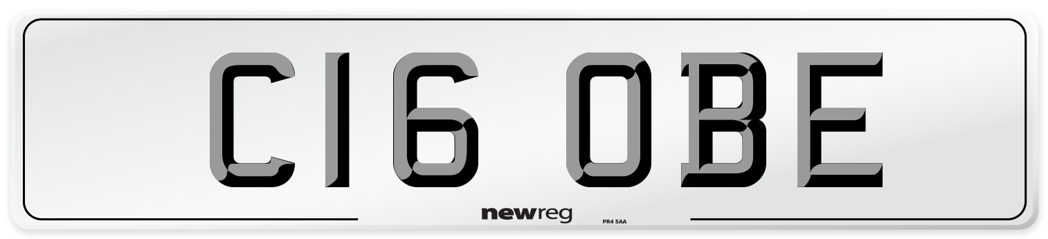 C16 OBE Number Plate from New Reg